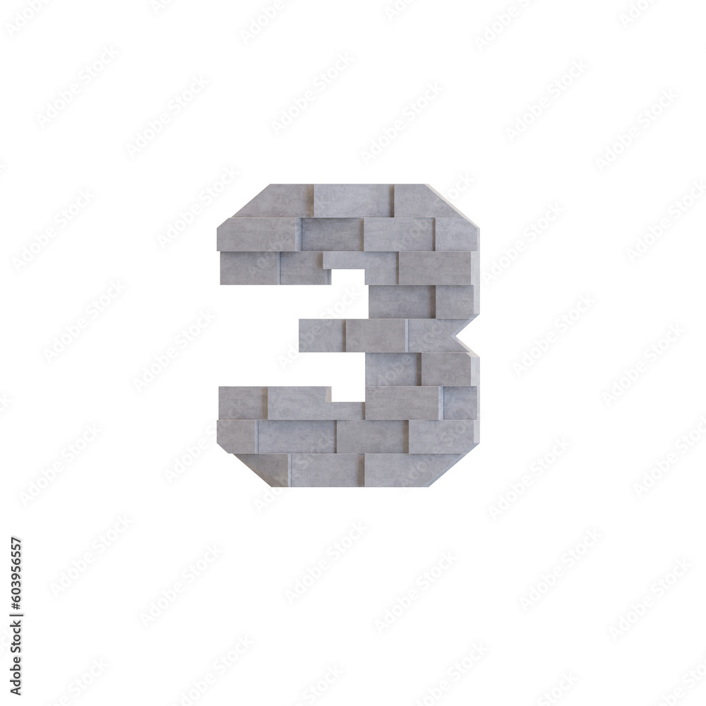 Concrete Deco Wall 3D Alphabet or PNG Letters