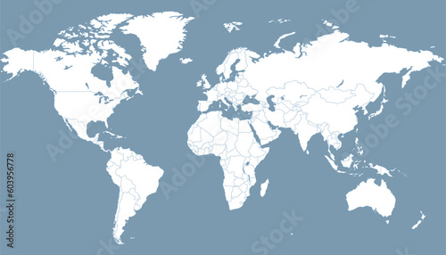 World map. Silhouette map. Color modern vector map. 