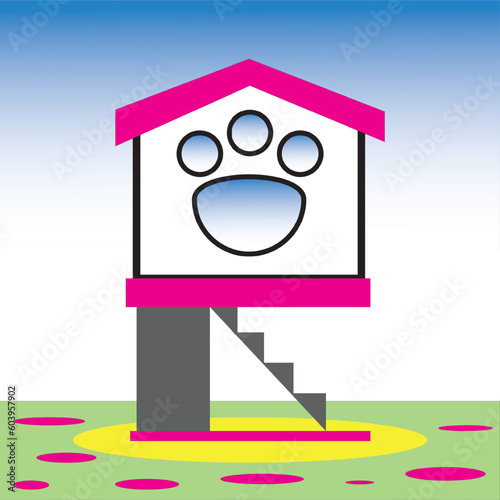 Vector illustration cat house suitable for your children book