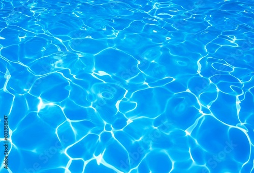 abstract blue and bright water surface in swimming pool. Beautiful natural summer background