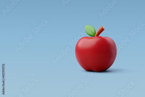 3d Vector Red Apple, Education, Back to school concept.