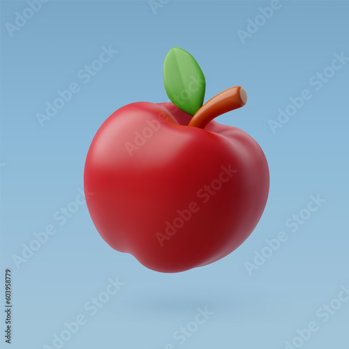 3d Vector Red Apple, Education, Back to school concept.