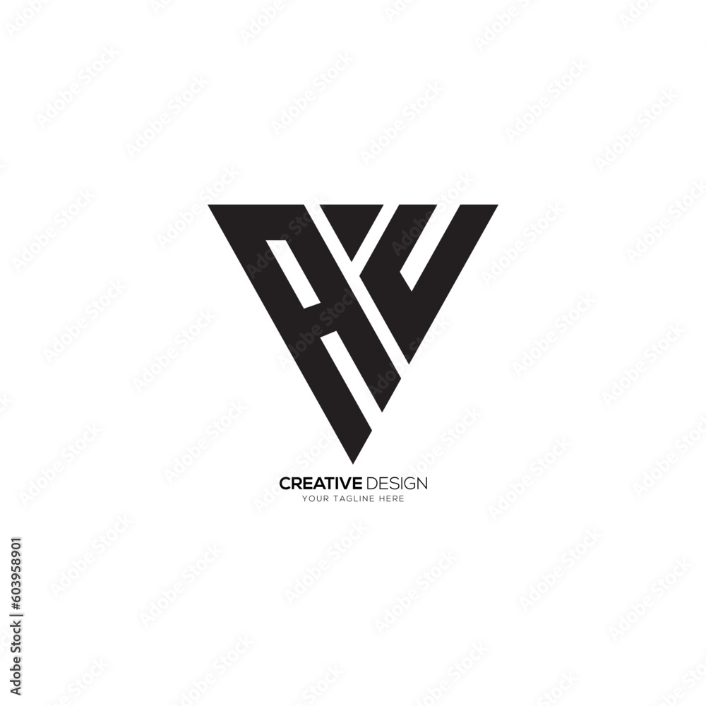Unique triangle shape letter a e v modern company business branding ...