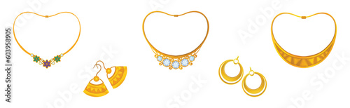 Jewellery or Jewelry Item as Personal Adornment Vector Set