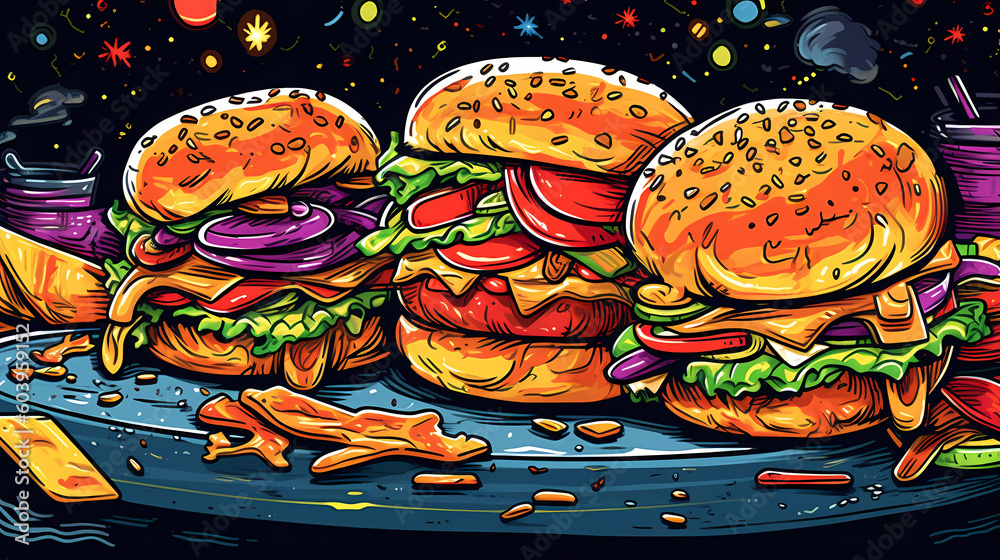 delicious hamburger illustration
