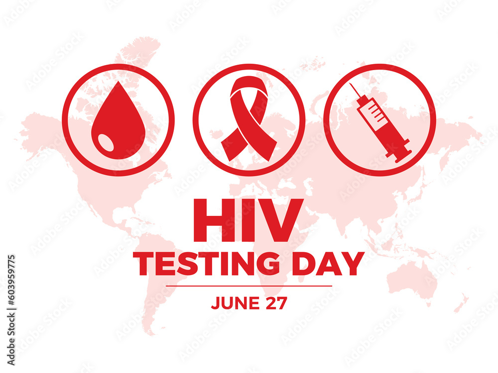 National HIV Testing Day vector illustration. Hiv aids red medical