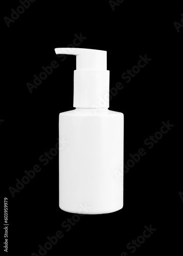 White beauty serum bottles with push caps isolated. Cosmetic packaging mockups