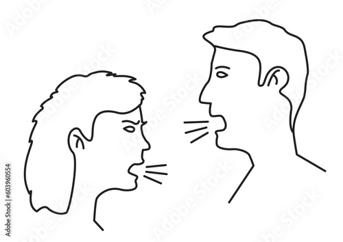 man and woman squabble and quarrel sign