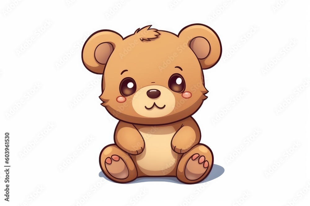 Cute teddy bear isolated on white background. Beautiful illustration picture. Generative AI Cute teddy bear isolated on white background. Beautiful illustration picture. Generative AI