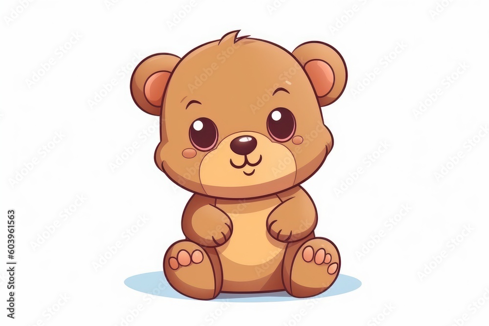 Fototapeta premium Cute teddy bear isolated on white background. Beautiful illustration picture. Generative AI