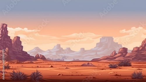 Desert in the retro style of pixels. Beautiful illustration picture. Generative AI
