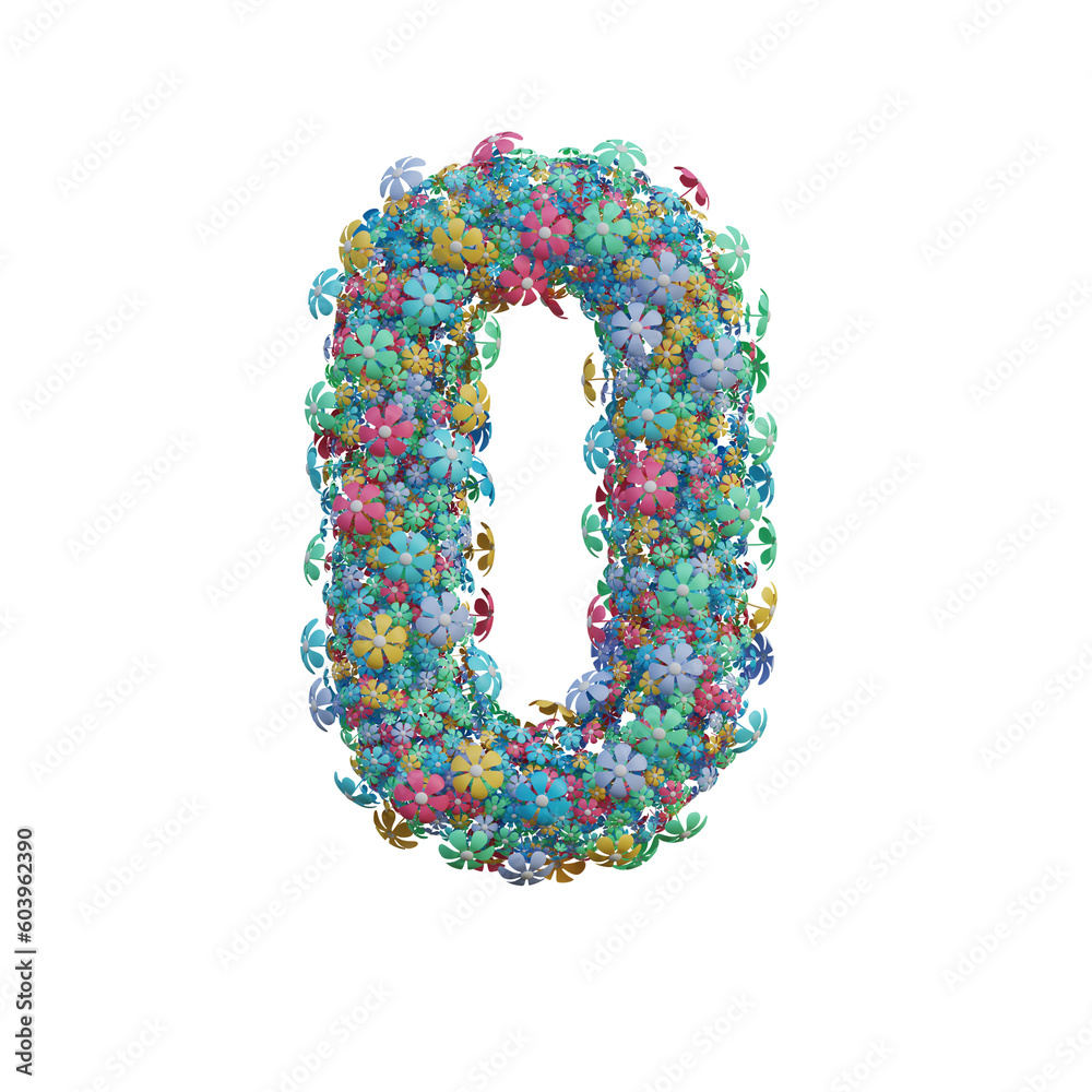 Cute Flowers 3D Alphabet or PNG Letters