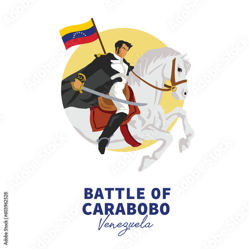 VECTORS. Editable banner for the Battle of Carabobo in Venezuela, June 24. Led by General Simon Bolivar photo