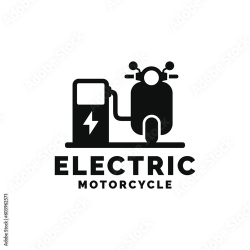 Electric motorcycle logo design vector