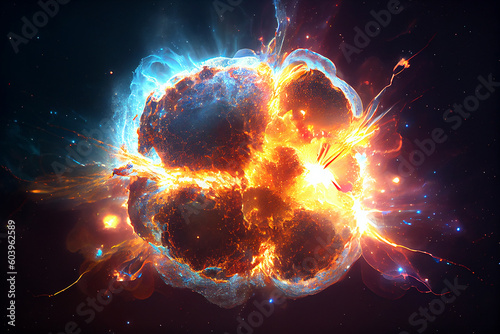 Exploding supernova in space, generative ai illustration