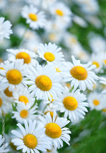 chamomile flowers close up  abstract natural floral background. Beautiful dreamy floral image of nature. concept of beauty and purity of nature. summer season. template for design