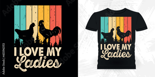 Funny Hen Lover Chicken Farmer Retro Vintage Chicken T-shirt Design