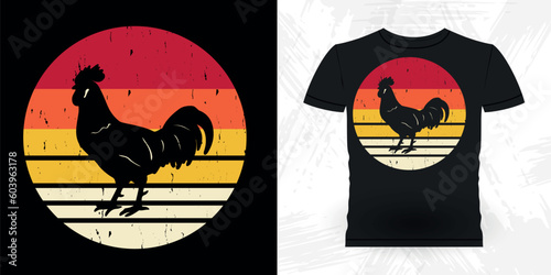 Funny Hen Lover Chicken Farmer Retro Vintage Chicken T-shirt Design