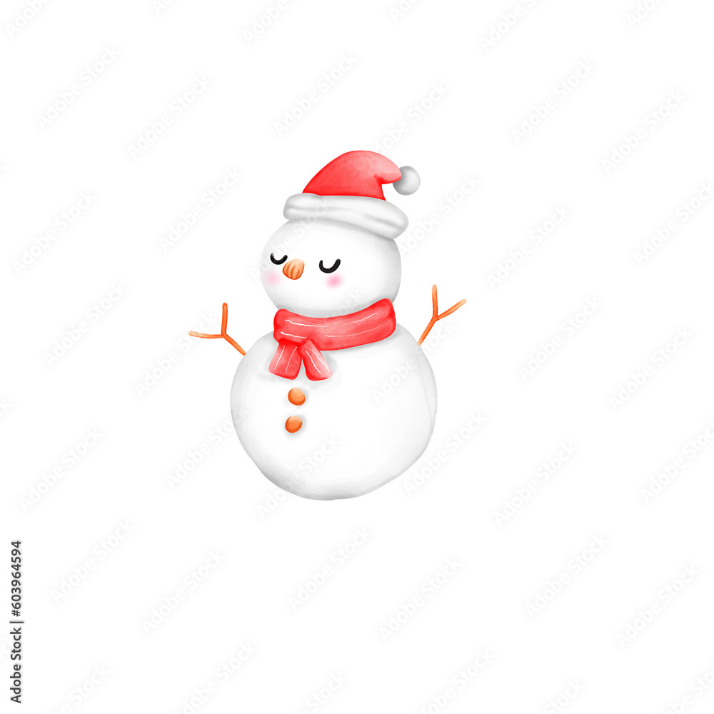 snowman with santa claus hat