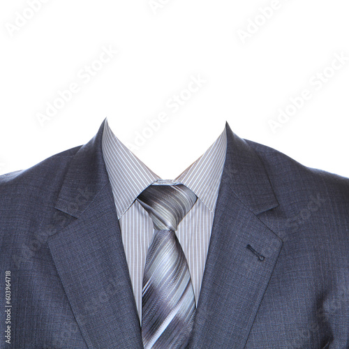 Canvastavla A grey men's suit is isolated on a white background.