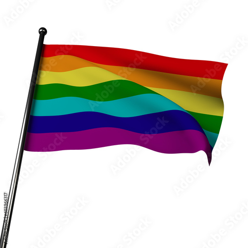 Historical Gay Pride Flag (1978-1979) Design without hot pink stripe. 3D rendering. (ID: 603966317)