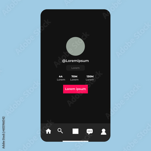 Social media frame template mobile interface, ui, app, web. Phone, smartphone, mockup. Tik Tok design. TikTok screen social media, template. instagram. spotify. Notification iphone. whatsapp message.