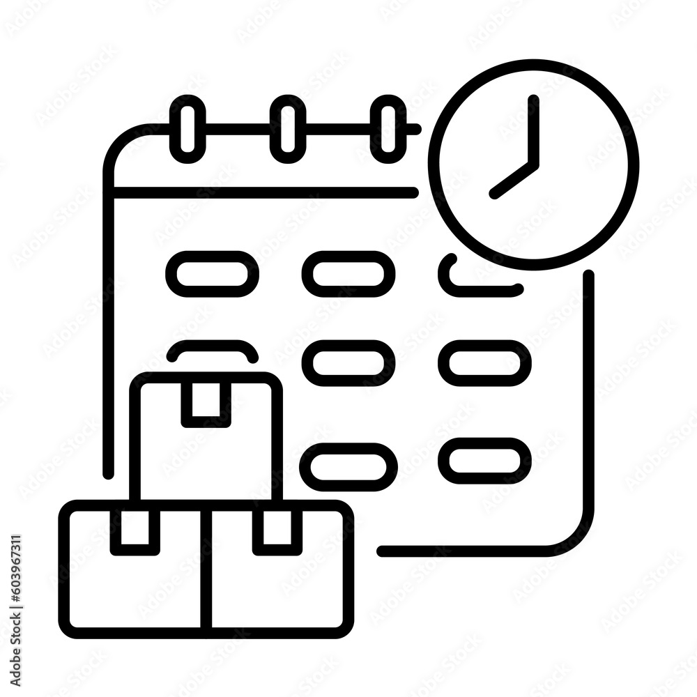 Calender. Shopping online icon set - line Icon Calender. Shopping online icon set - line Icon