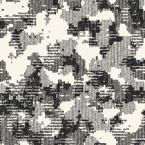 Monochrome Distressed Knit Textured Camouflage Pattern