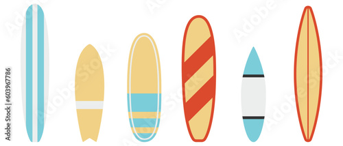 Surfboard set. Flat vector illustration