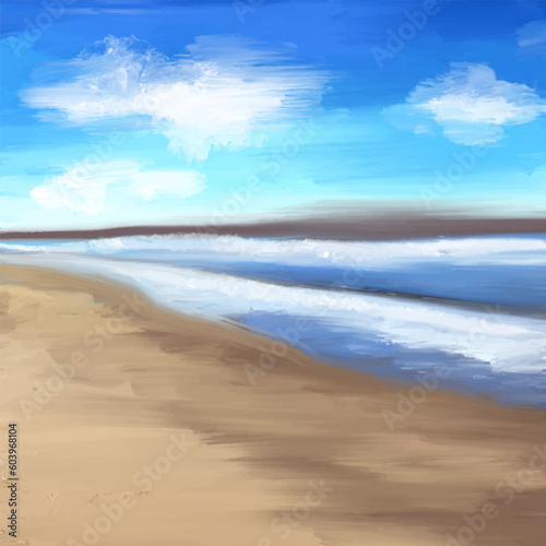 Abstract hand painted seascape landscape design