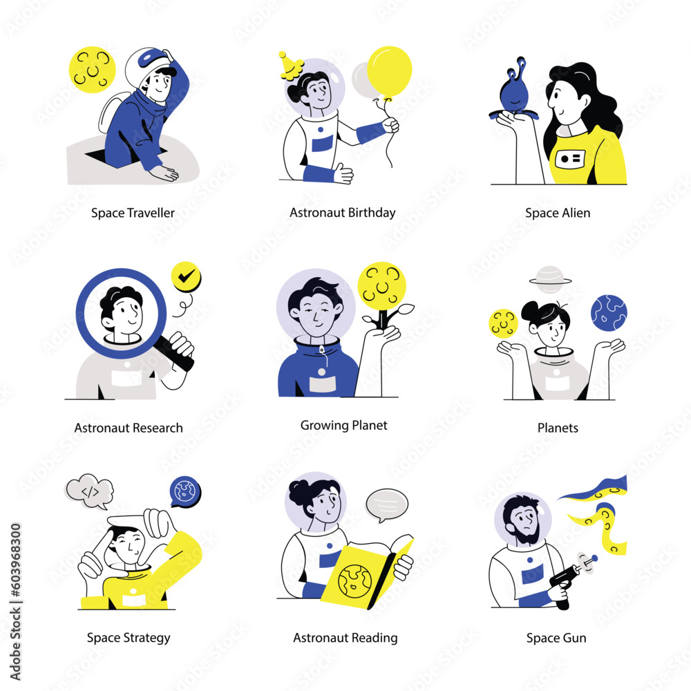 Collection of Space Exploration Flat Illustrations
Collection of Space Exploration Flat Illustrations