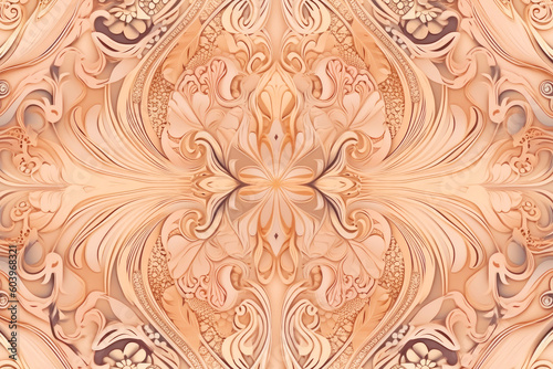 luxury peach gold baroque vintage ornament background