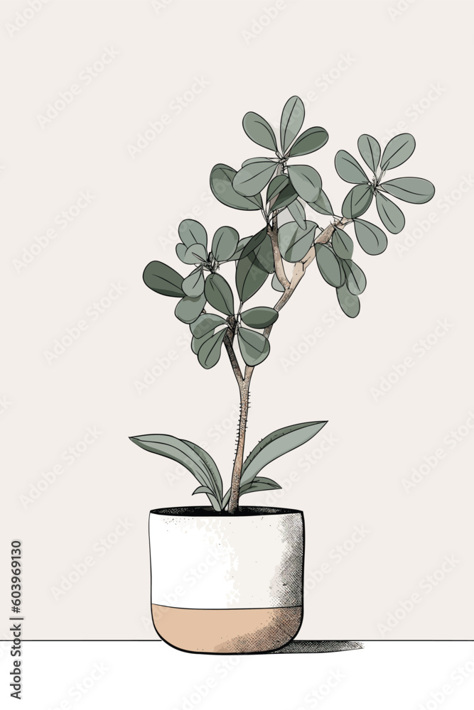 Cosy Minimal House Plants Boho Illustration