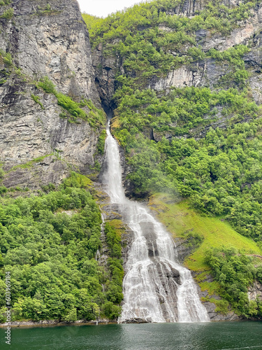 Waterfall in Geiranger Fjord  the suitor of the seven sisters