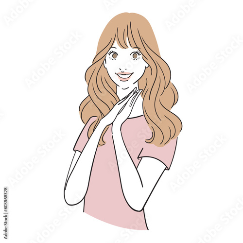 嬉しがるロングヘアの女性の表情