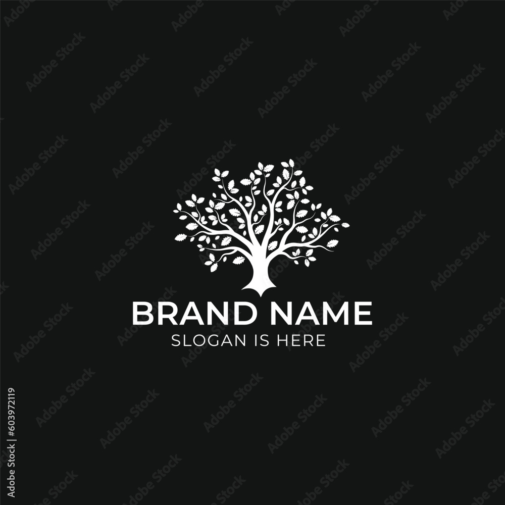 Obraz premium the Forest Logo This high-quality logo features the serene beauty of a forest with greenery and trees. Perfect for nature businesses, environmental organizations, or any brand looking for a touch of 