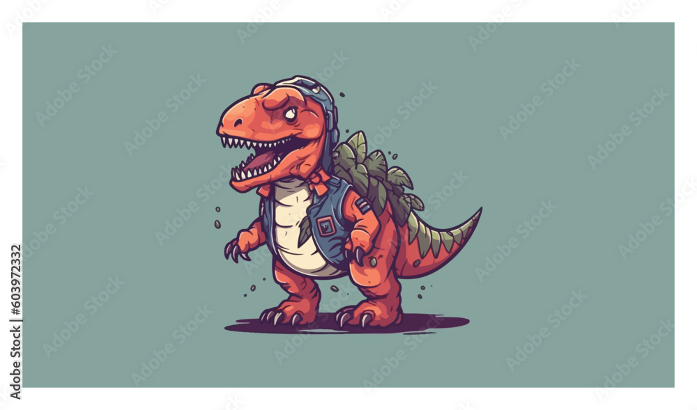 t-rex mascot logo flat color t-rex mascot logo flat color