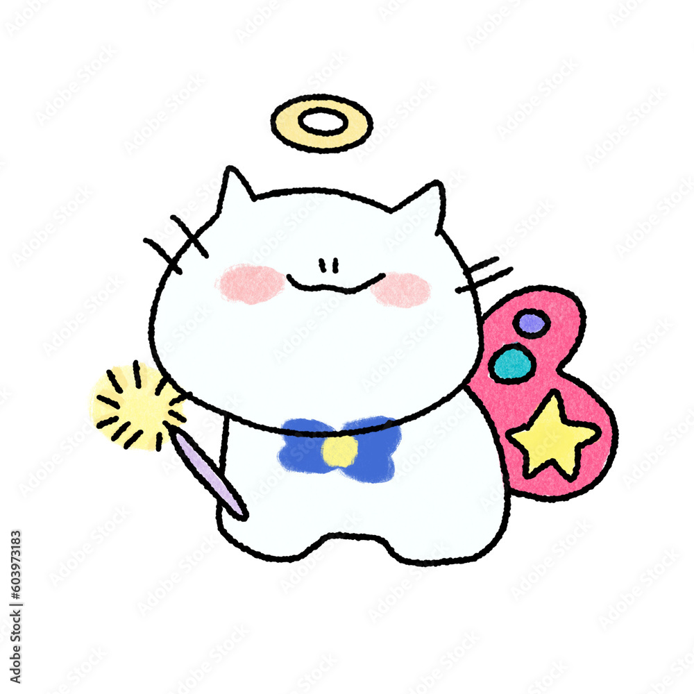 Da-Da sticker cute white kitty cat with butterfly wings Da-Da sticker cute white kitty cat with butterfly wings