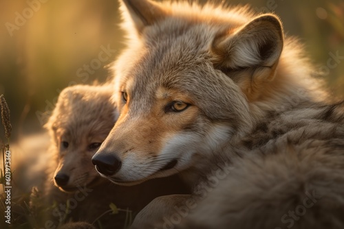 mothers, day, mothersday, wolf, animal, wild, dog, wildlife, mammal, predator, grey, gray, nature, canine, canis lupus, fur, canis, carnivore, coyote, head, face, zoo, generative ai