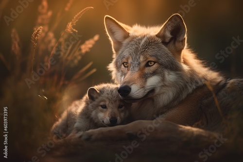 mothers  day  mothersday  wolf  animal  wild  dog  wildlife  mammal  predator  grey  gray  nature  canine  canis lupus  fur  canis  carnivore  coyote  head  face  zoo  generative ai