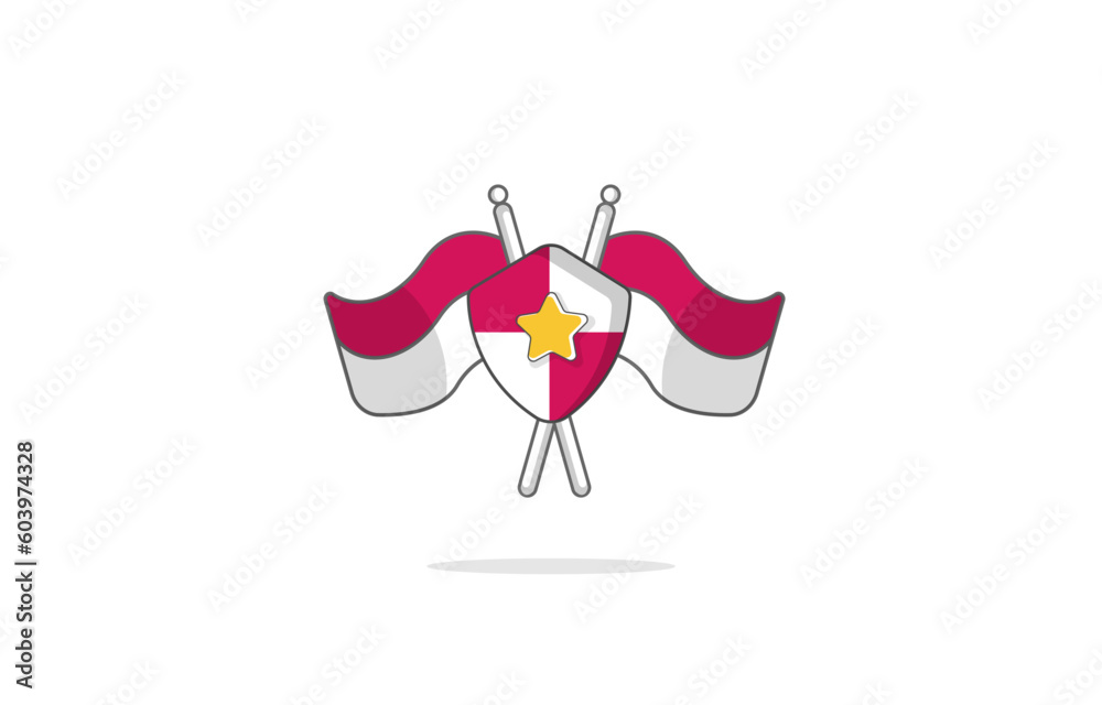 indonesian flag with shield for pancasila day and independence icon illustration indonesian flag with shield for pancasila day and independence icon illustration