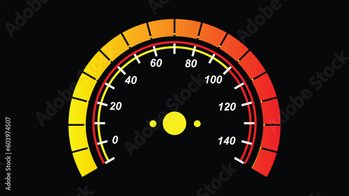 vector image of a speedometer, a speedometer, with a needle and pointer. black background