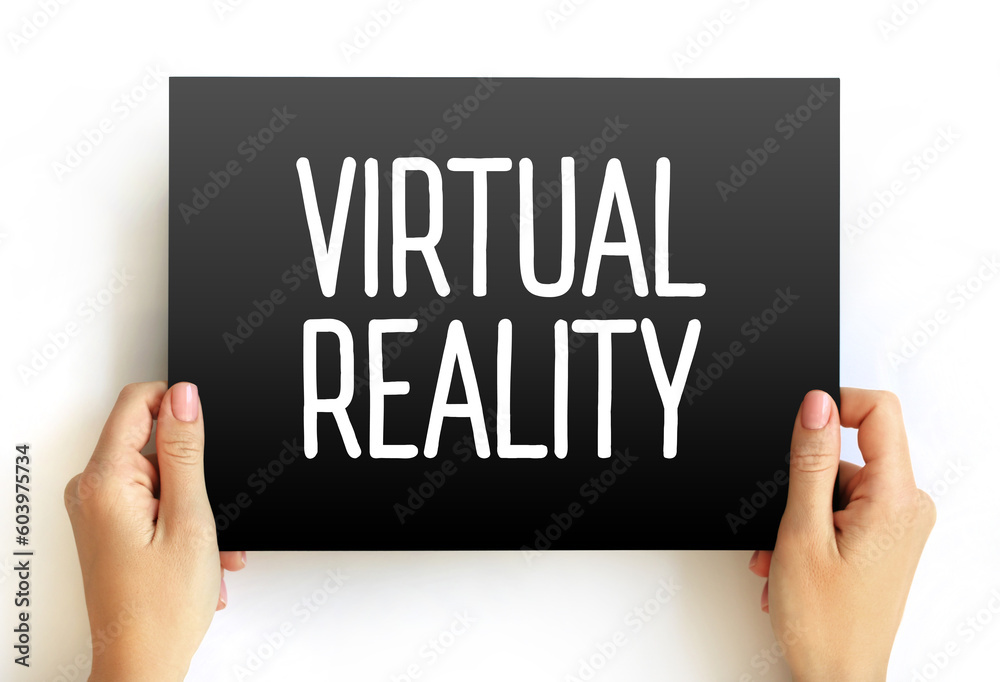 Virtual Reality text on card, technology concept background Virtual Reality text on card, technology concept background