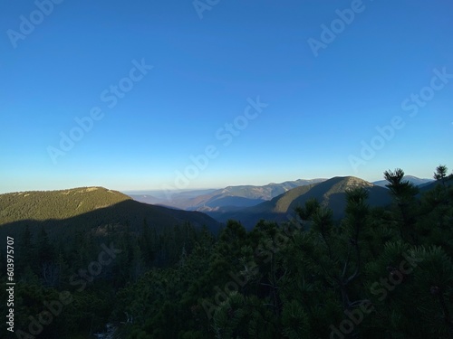 Sunset in the mountain range Gorgany, Carpathian mountains, Ukraine