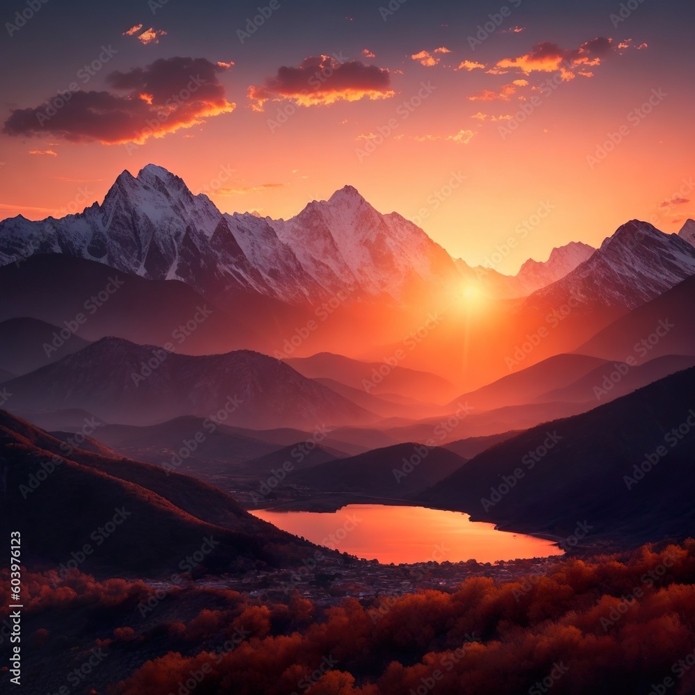 sunset on the mountains