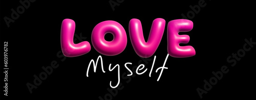 Love text inflatable style of isolated realistic 3D. Vector illustration