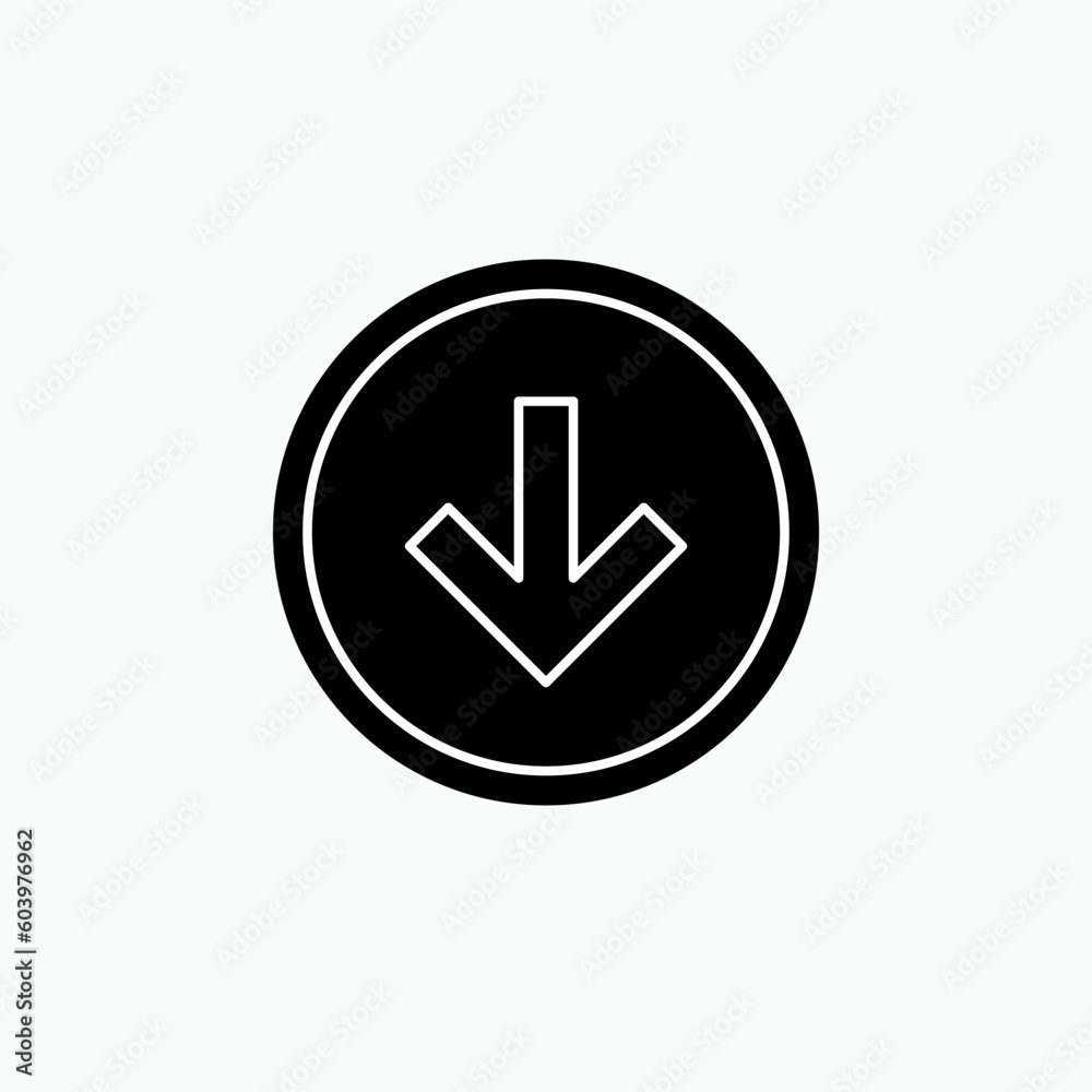 Down Arrow Icon - Vector, Download Symbol for Design, Presentation, Website or Apps Elements. Down Arrow Icon - Vector, Download Symbol for Design, Presentation, Website or Apps Elements.