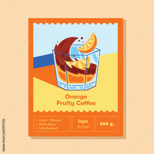 orange fruity coffee label