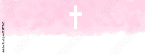 banner crosses illustration Isolated on transparent background, textured background, cross on the sky, Watercolor vector Easter cross clipart. 