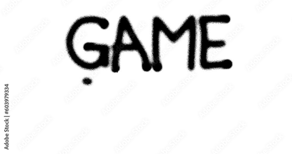 Game over sign spray painted isolated. Graffiti concept art retro game console play end symbol. Airbrush paint. Urban abstract artwork. Alpha channel black and white. Game over sign spray painted isolated. Graffiti concept art retro game console play end symbol. Airbrush paint. Urban abstract artwork. Alpha channel black and white.
